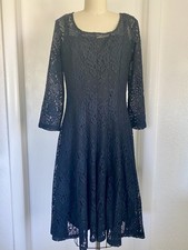 Chetta B Womens Fit N Flare Dress Lace Lined Black Vixon Vamp Glamour Sz 10