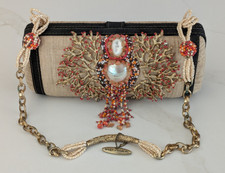 Vintage Mary Frances Coral Reef Barrel Shoulder Bag Mother of Pearl Beaded
