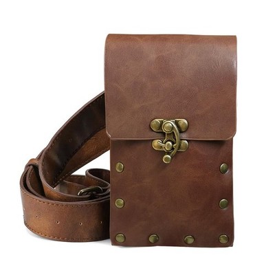 Larswon Renaissance Bag Medieval Belt Pouch Leather Medium, Coffee 01 