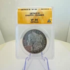 1879 CC Morgan Silver Dollar ANACS VF35 Details - Graffiti - Cleaned