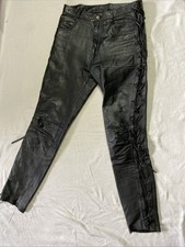 Lederhose Schnürlederjeans Motorrad Herren W32 schwarz von Frank Meyer-Schuchard