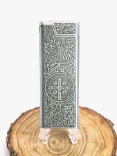 Antique Silver Tone Constantine Cigarette Lighter Butane Gas Flip-Top Working 