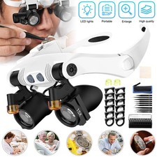 3x-15x Hands-Free Magnifying Glasses with LED for Reading Soldering Model Making
