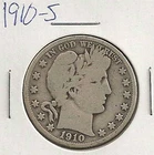 1910-S Barber Half : Very Good