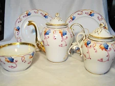 Old Paris Porcelain Louis Phillipe Dessert & Tea Set 5 pieces + Covers 1830-1850