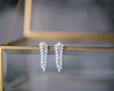 Women's Pretty Drop Earring Marquise Simulated Diamond In 14K White Gold Plated