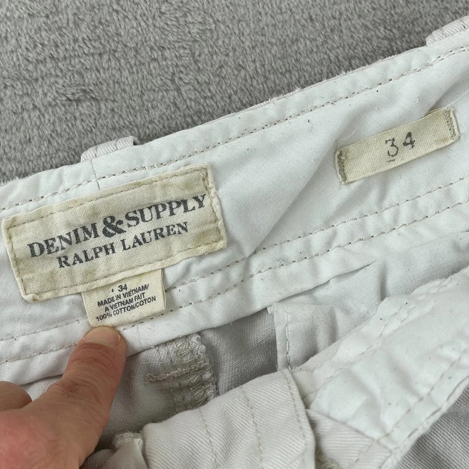 DENIM & SUPPLY Polo Ralph Lauren Cargo Shorts 34x11 Ivory Surplus Military - Image 2 of 4