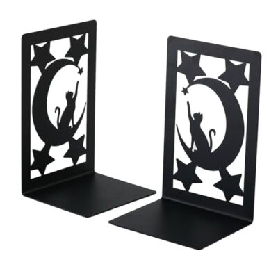 Bookends PCS, Large Heavy Duty Book Ends for Shelves, Non-Skid Cat Style 