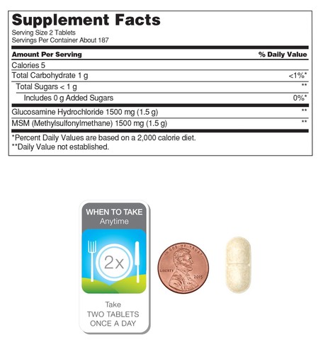 Kirkland Signature Joint Health Supplement 1500 + 1500, 375 tabletas, versión de EE. UU. - Imagen 8 de 9