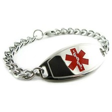 Medical Custom Engraved ID Bracelet Stainless Steel Slightly Curved Chain 8.5in