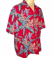 Paradise Found Jungle Bird Hawaiian Aloha Shirt Red Tom Selleck Magnum PI XL