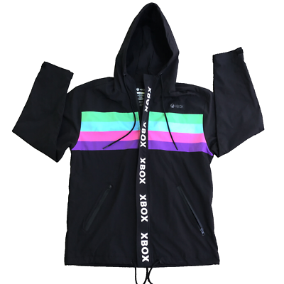 Meta Threads XBOX Men Small Windbreaker Jacket Striped Hooded