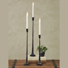 Laine Tall Taper Candleholders Black Set of Three Cast Iron Candlesticks