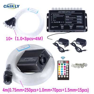 Bluetooth Fiber Optic Star Ceiling Meteor Light Kit 16W RGBW 4m Mixed 335pcs 