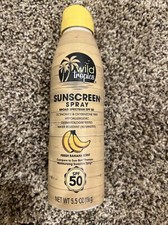 WILD Tropics Sunscreen Spray SPF 50 Broad Spectrum 5.5oz Banana Scent Exp 12/23