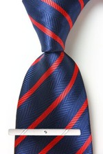 New Classic Striped Blue Red JACQUARD WOVEN 100% Silk Men's Necktie Tie