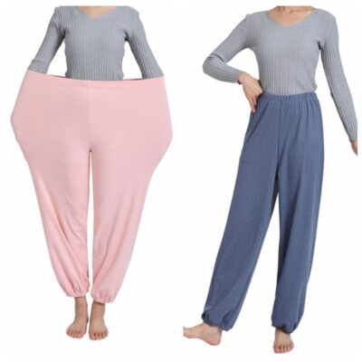Women Plus Size Pant Bloomers Kung Fu Tai Chi Loose Pyjama Trousers Warmer