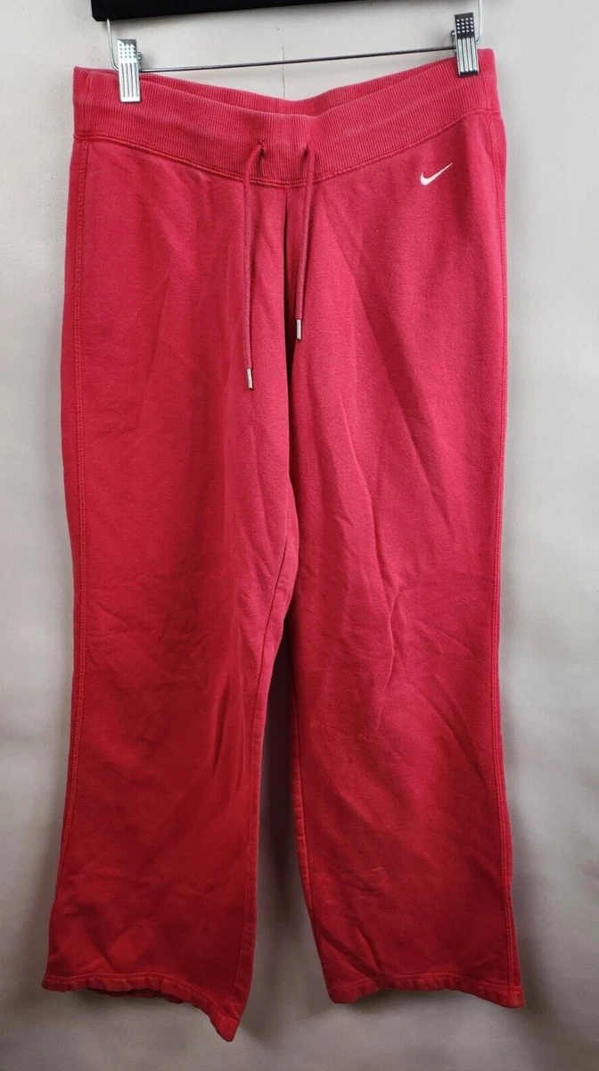 Nike Womens Sweatpants Size Medium Pink Flare Leg Logo Drawstring Relaxed  Fit