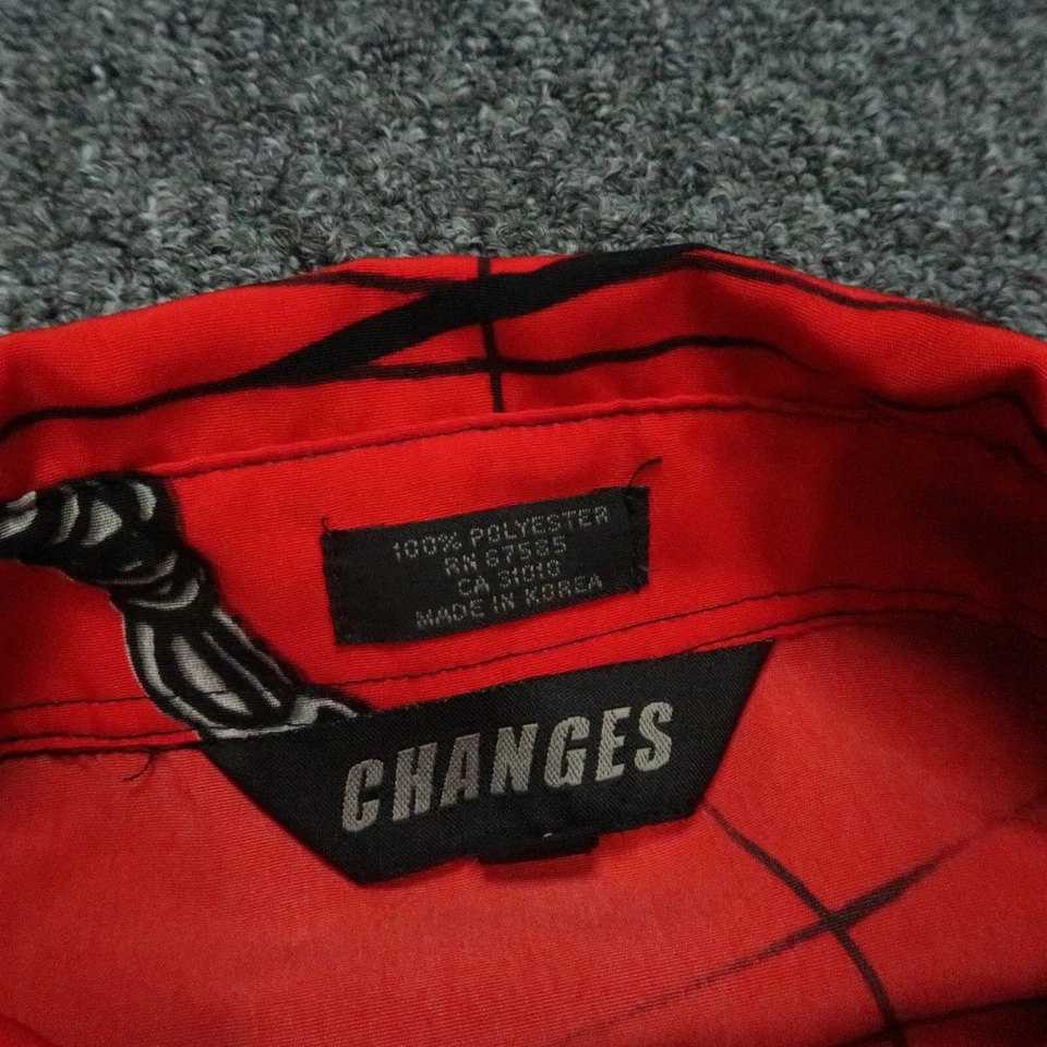 VINTAGE Changes Shirt Mens Medium Red Black Spiderman All Over AOP Short Sleeve - Image 3 of 4
