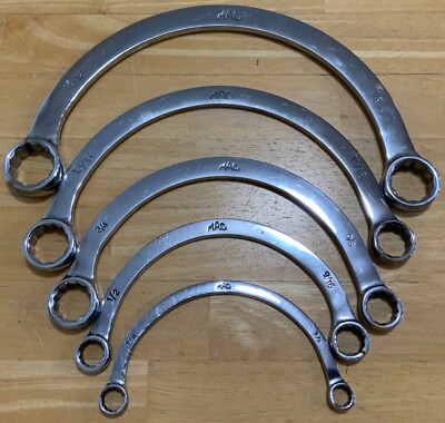 MAC Tools SAE Half Moon Curved Obstruction Double Box End 5 Wrench Set 12-PT Lot