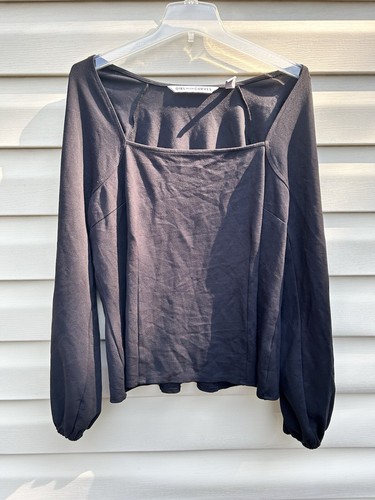 Girl With Curves Ponte Square Neck Tee, Black, Size 1X - Picture 2 of 11