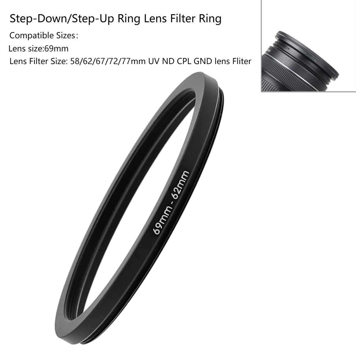 77mm-67mm Filter Adapter Step-Down - Aluminium Adapterring Für Objektive