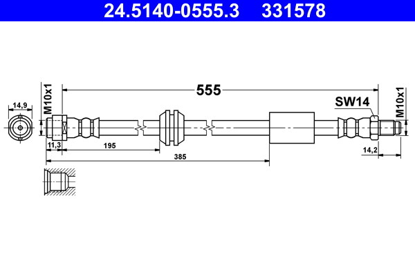 ATE 24.5140-0555.3 Bremsschlauch 555 Mm FüR Mercedes R W251 V251 3.0-6.2-image