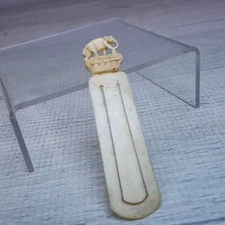 Vintage Carved Miniature 2cm Elephant Bookmark Total 8cm w Plastic Page Clip