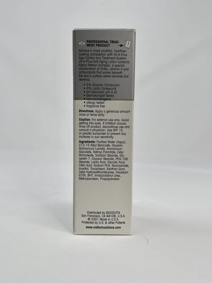 MD FORMULATIONS Vit A Plus loción antienvejecimiento 1 fl oz DISCO. NUEVO RARO Foto 3 de 4