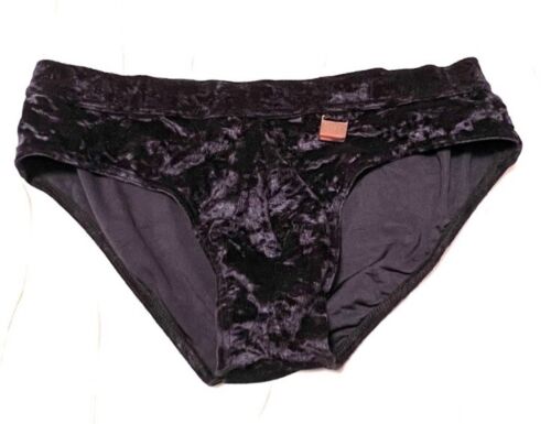 Geronimo Collection Black Velvet Swimwear Briefs Or Underwear Gold Logo Sz Large
