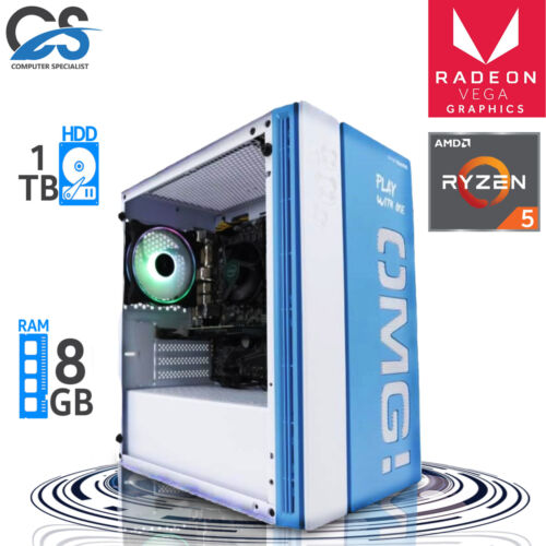 ✅ CS Gaming PC AMD Ryzen 5 3400G Quad Core 3.6GHz 8GB RAM 1TB Vega 11 Graphics ✅ - Picture 1 of 5