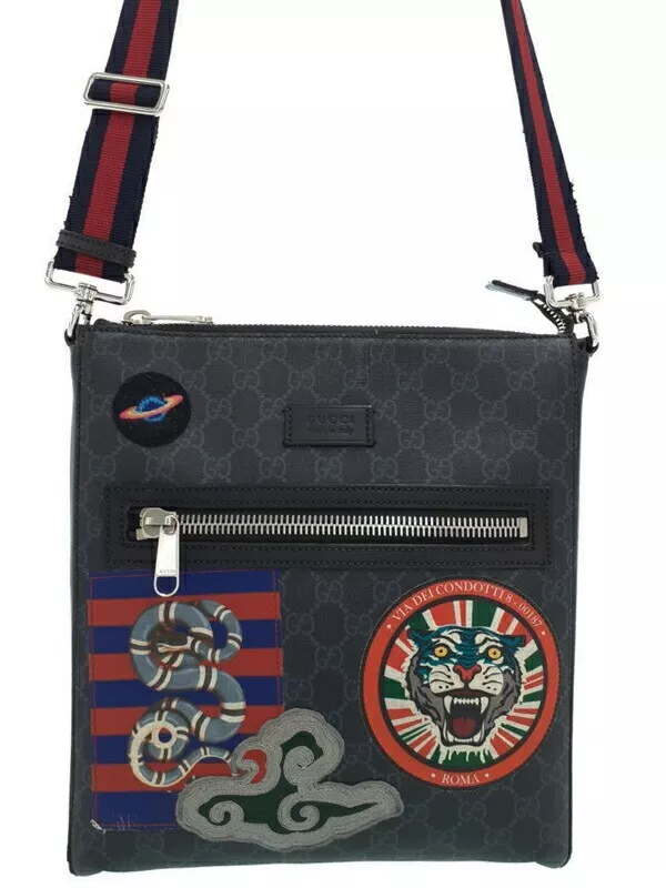Sac à bandoulière Gucci Courie GG Supreme noir messager Tiger 474137 Sherry Line