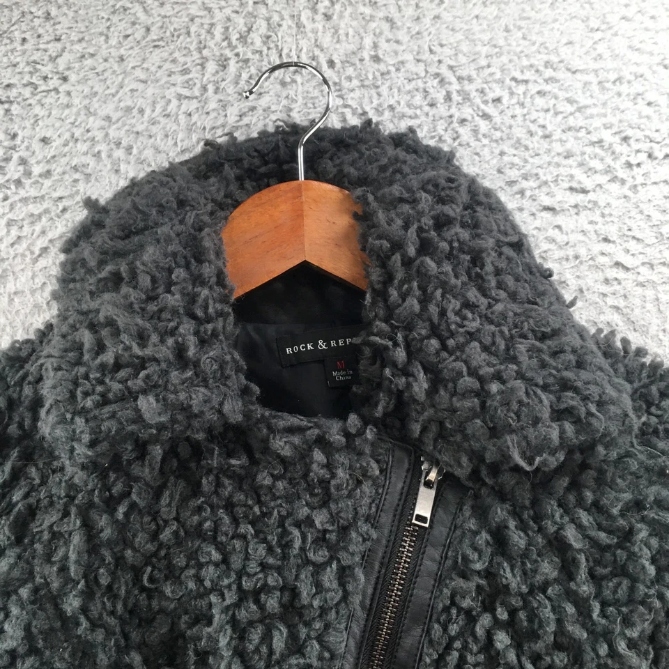 Chaqueta corta Rock & Republic difusa con cremallera para mujer M gris manga larga cuello Foto 3 de 4