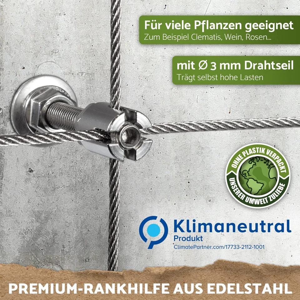 ® Rankhilfe aus Edelstahl für Kletterpflanzen Profi-System als Komplettset mi... - Bild 2 von 4