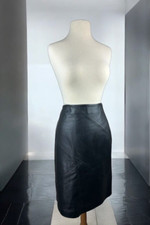 Valerie Stevens Separates 100 Leather Skirt Soft Black Pencil 90's Y2K Size 8