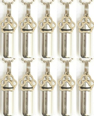 Set of 10 Silver Pet/Dog/Cat PAW CREMATION URN Necklaces, with Velvet  Pouches