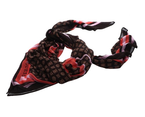 GUESS Foulard Quadrato 130x130 Cm – Motivo Floreale Su Nero, 100% Modal, Per Donna