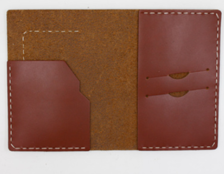 Cow Leather Bifold Passport Holder Wallet with Card Pockets Brown 132-image