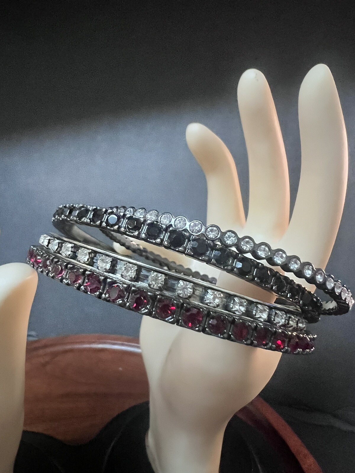 Crystal Rhinestone Stackable Bangle Bracelets Fau… - image 1
