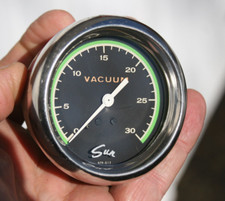 Sun Vintage 2 58 Greenline Green Line Vacuum Gauge W Glass Lens - Gvc54 -d