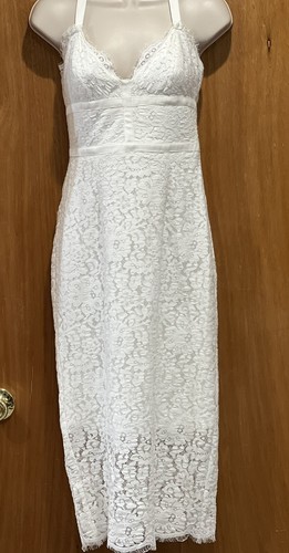 KEEPSAKE Delicate Lace Midi Bodycon Dress Ivory White Bridal Sm Retail $170 - Picture 4 of 12