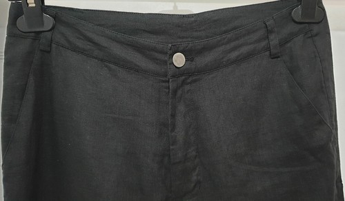 BITTE KAI RAND Women's Black Linen Loose Tapered Crop Capri Trousers Pants 36; M - Picture 2 of 4
