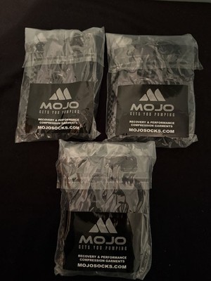 Mojo Compression Socks New In Package Size L Black 3-Pair 20-30 Compression