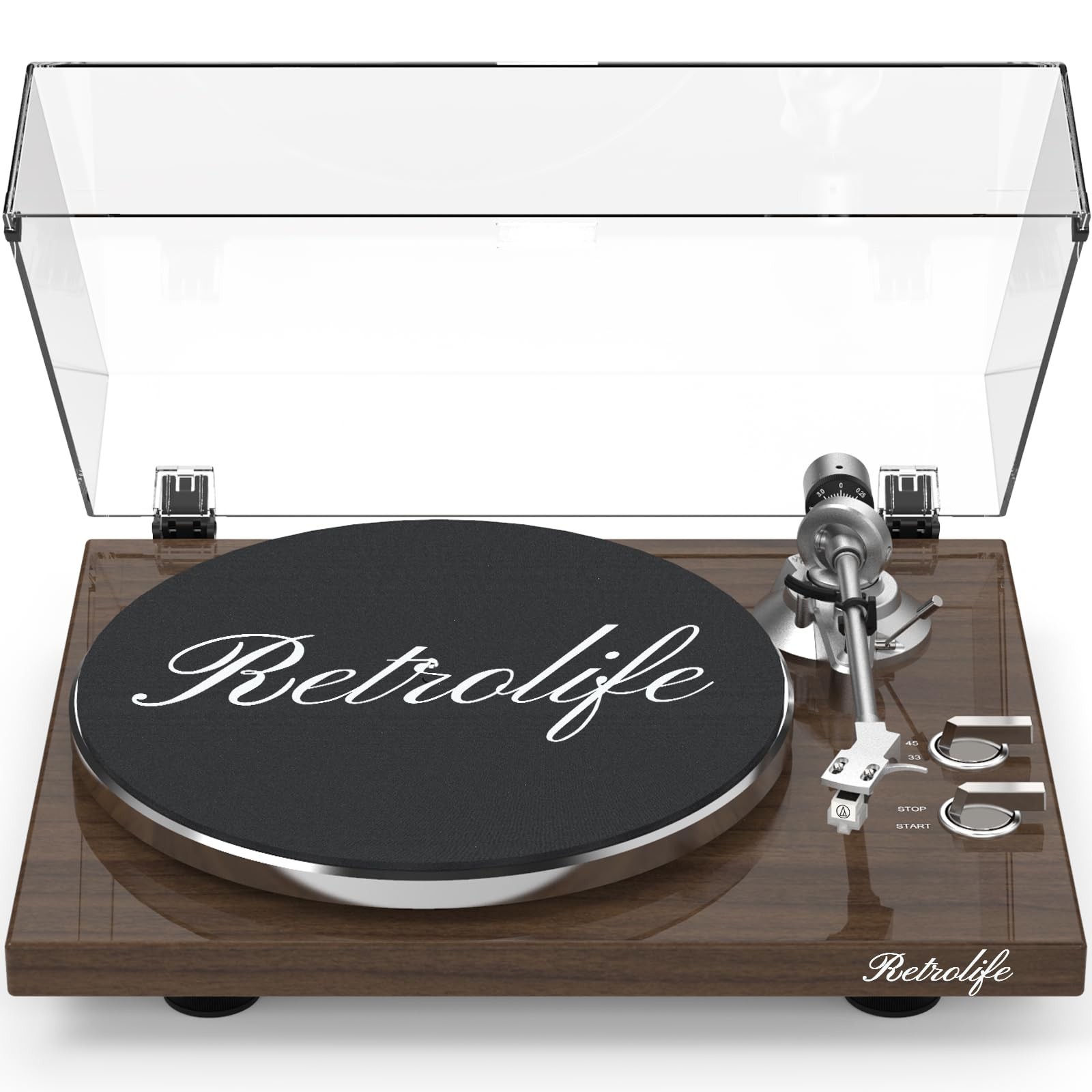 Turntable Record Player Wireless Output Vinyl Players Aluminium Platter and T...