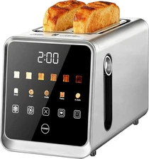 Touch Screen Toaster 2 Slice Stainless Steel Smart Digital Toasters with Single 