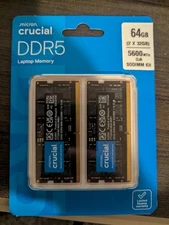 Crucial 64GB 262-Pin DDR5 SO-DIMM DDR5 5600 (PC5 44800) Laptop Memory Model CT64