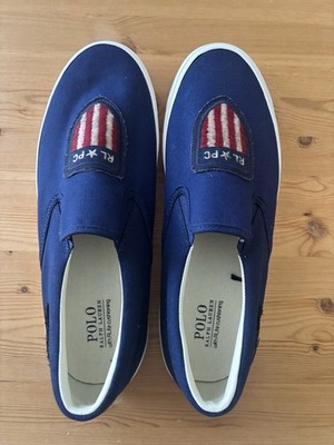Polo Ralph Lauren Thompson P Loafers Slip-on Sneakers Navy/White Men Size 13D