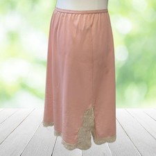 Vintage 60s VANITY FAIRE Half Slip Skirt Womens Small Coral Lace Trim Lingerie