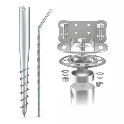 MAXERIO 100 cm Base-Set TILT Schraubfundamente inkl. Konsole; Ø 60 x 2; M12