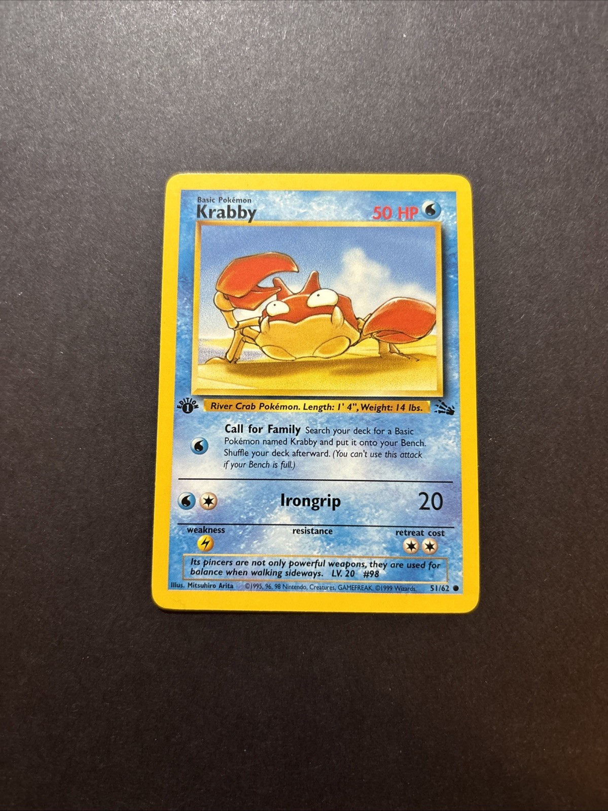 Krabby 51/62 Fossil Regular 1st Edition Pokémon WOTC NM